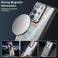 For Samsung S25Ultra S25 S24 S23 S21FE S20FE Strong Magnetic Phone Case, Glass Camera Kickstand Protection, Glitter Clear Acrylic Four Corner Shockproof Bumper Hand Feel Hard Full Cover