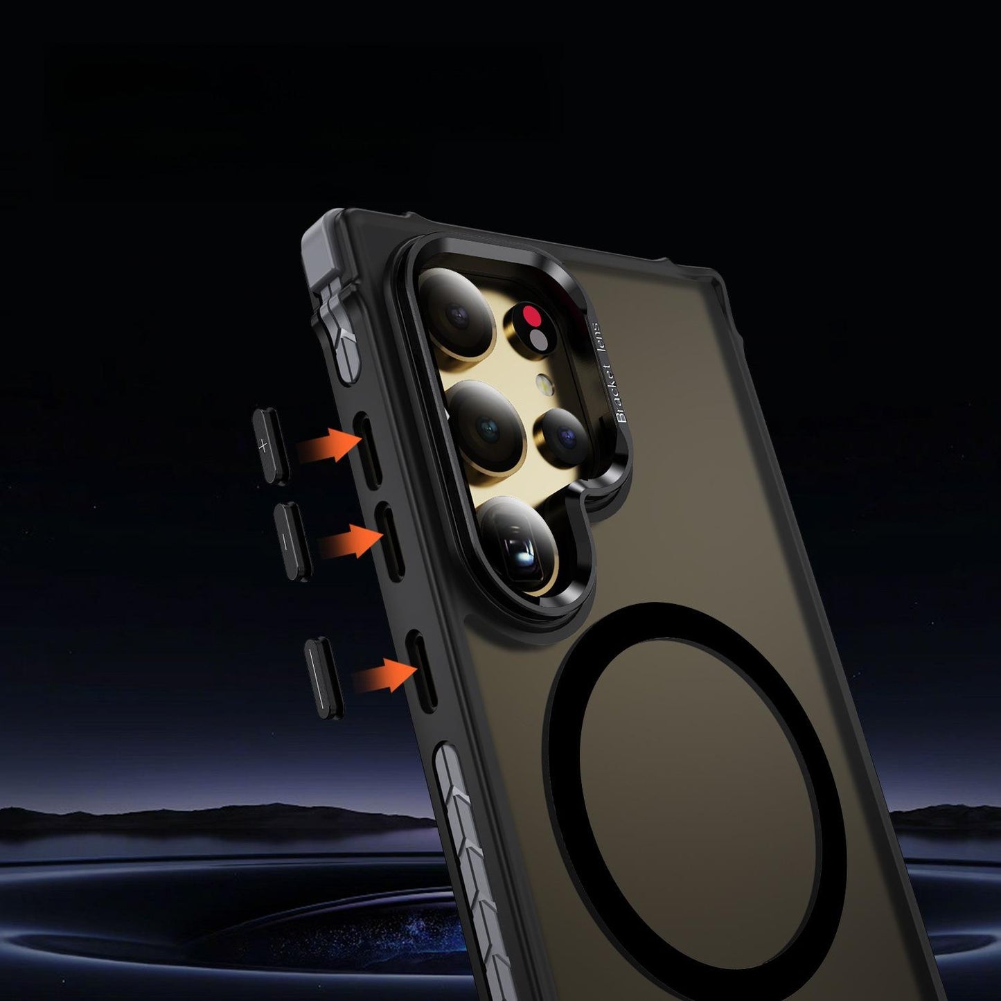 Two-tone Matte Transparent Anti-Dust Four Corner Anti-Fall Bumper Shockproof Strong Magnetic Phone Case With Metal Camera Kickstand for Samsung S25Ultra S24 S23FE S23 A14 A15 A25 A35 A54 A55