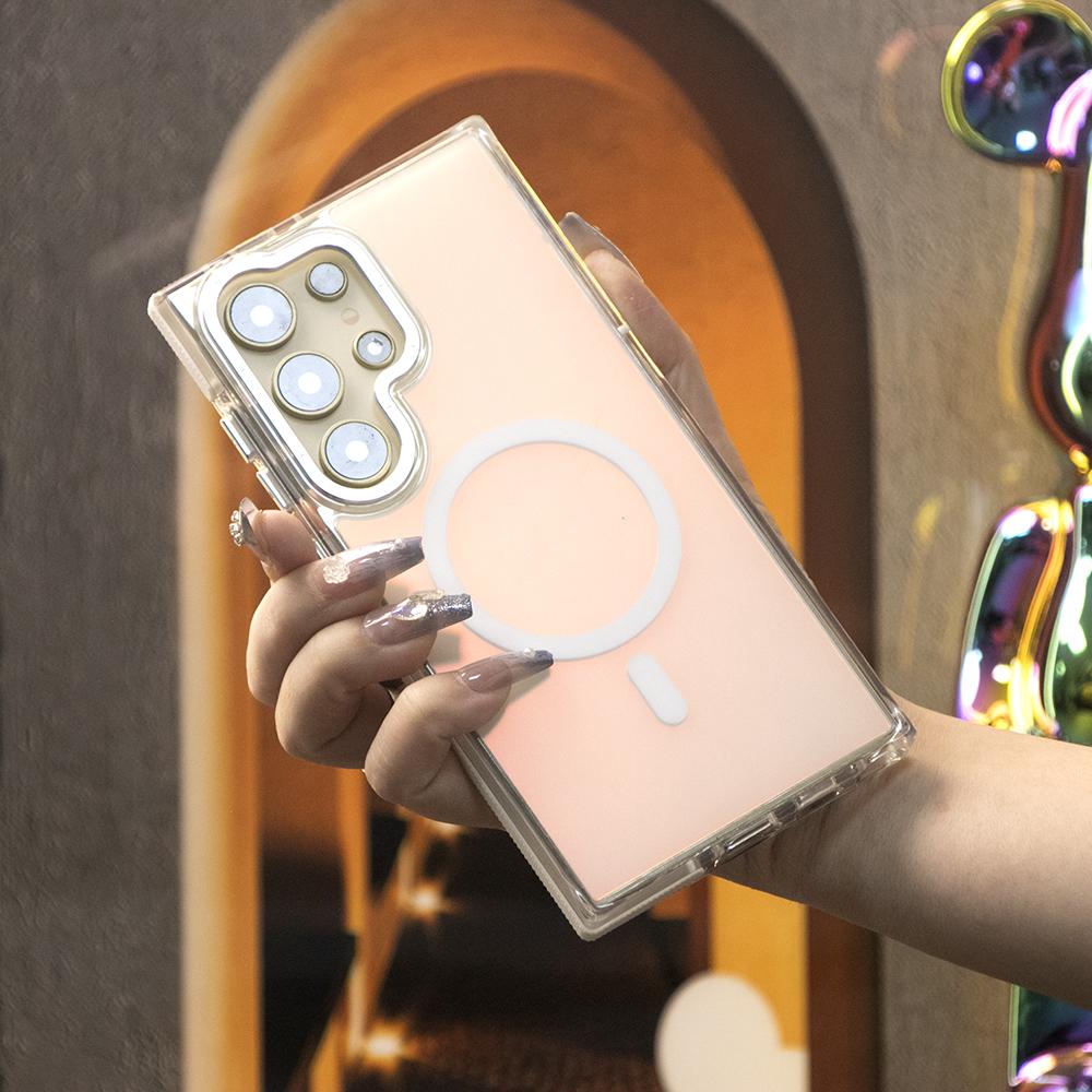 Laser Gradient Chameleon Strong Magnetic Phone Case For Samsung S25Ultra S25 S24 S23 S22 S21FE A06 A15 A16 A25 A35 A36 A53 A54 A55 Metal Frame Acrylic Shockproof Cover