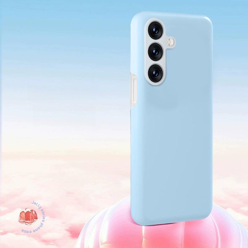 Luxury Lovely Liquid Silicone Jelly style Precision Len Protection Phone Case For Samsung S25Ultra S24FE S25 S24 S23, Soft Skin Feel Silicone Shockproof Soft Cover With Microfiber Lining