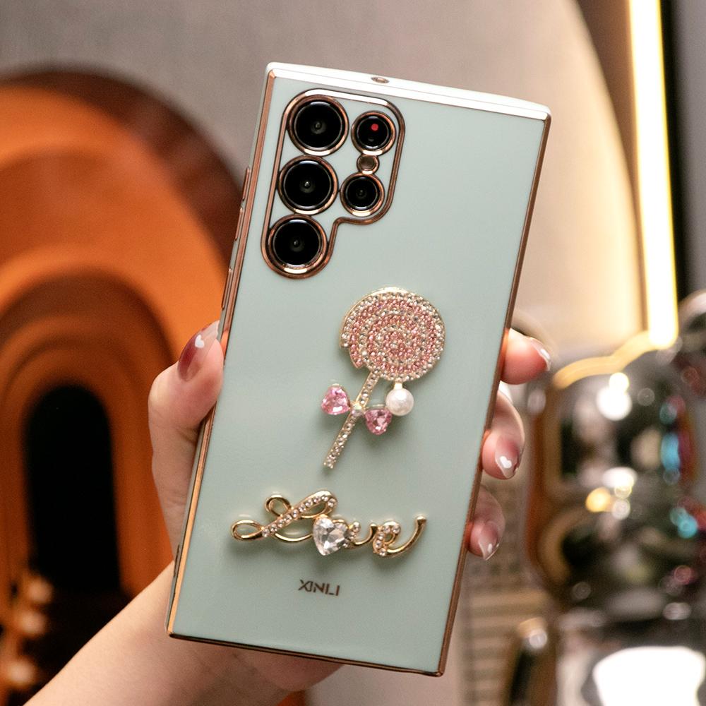 Love lollipop Plating Phone Case for Samsung A16 A15 A24 A25 A34 A35 A52 A53 A54 A55 A06