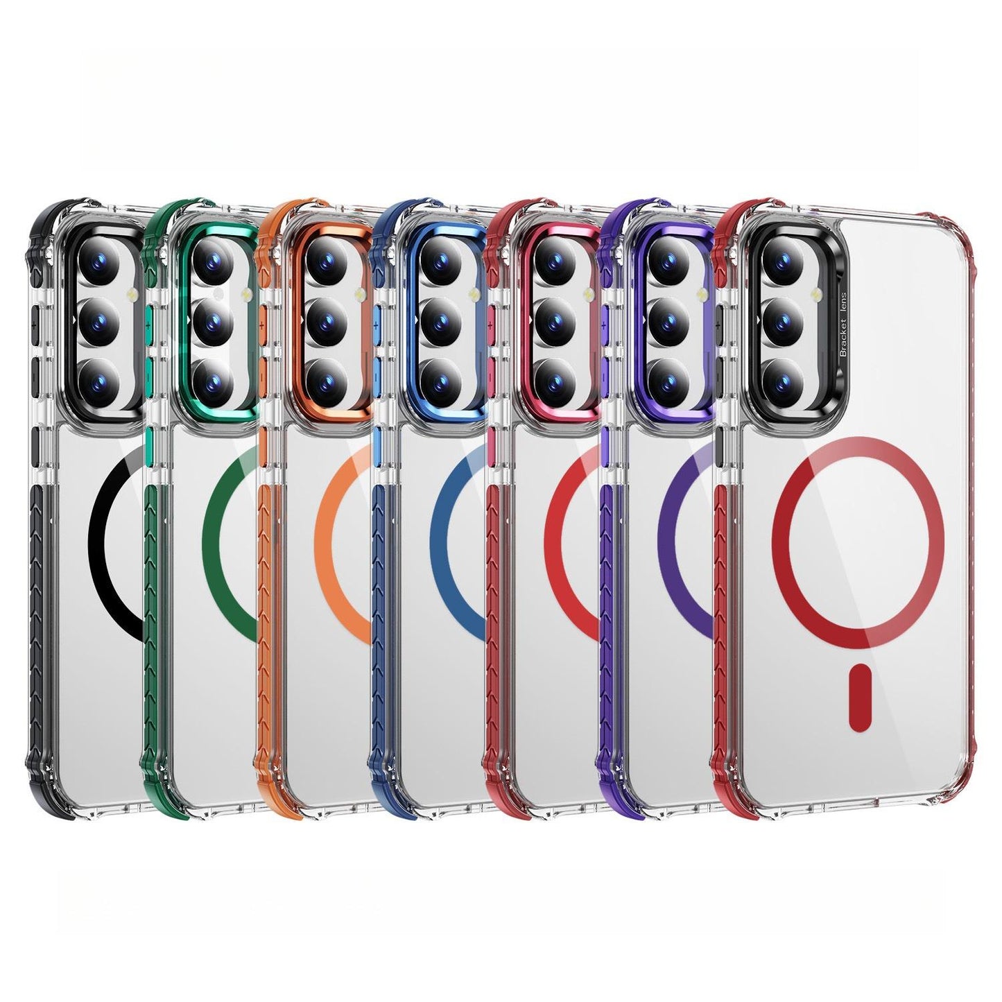 HD Transparent Anti-Dust Four Corner Anti-Fall Bumper Shockproof Strong Magnetic Phone Case With Metal Camera Kickstand for Samsung S25Ultra S24 S23FE S23 A14 A15 A25 A35 A54 A55