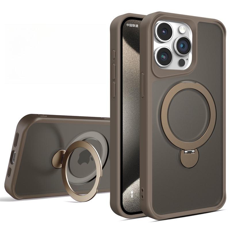 Slim PC Strong Magnetic Phone Case with 360 Rotating Metal Kickstand For iPhone 16ProMax 15 14 13 12 11 Skin Feel Bumper Shockproof Hard Full Cover