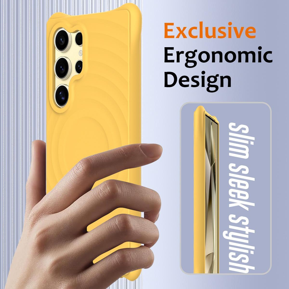 Matte Ripple Pattern Magnetic Phone Case For Samsung S25Ultra S25 S24FE S24 S23 Skin Feel Heavy Duty Protection Bumper Shockproof Soft Full Cover