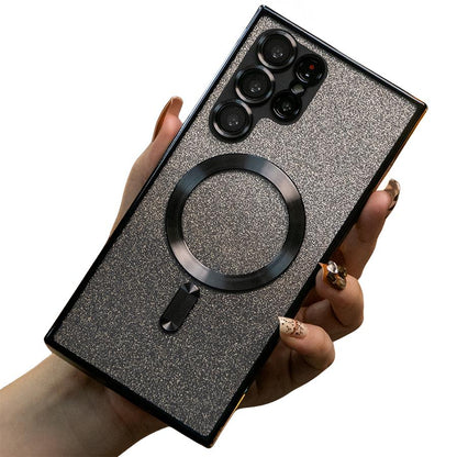 Glitter Gradient Magnetic Wireless Charge Transparent Soft Phone Case For Samsung A15 A25 A35 A55