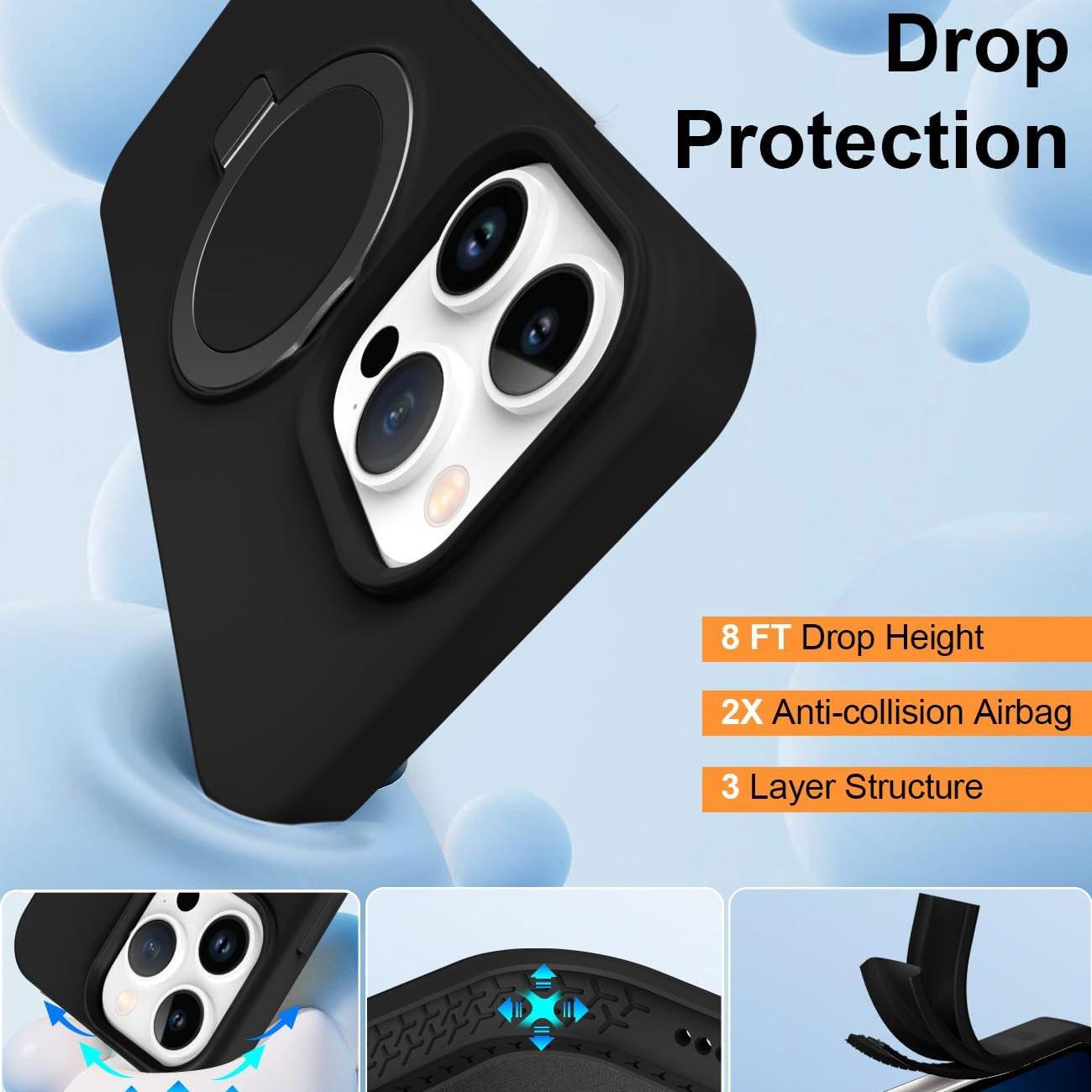 Strong Magnetic Kickstand Phone Case For iPhone 16 15 14 13 12 for MagSafe, Skin-friendly Liquid Silicone Shockproof with Microfiber Lining Full Cover