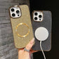 For iPhone 16ProMax 16 15 14 13 12 11 Phone Case, Luxury Slim Glitter Magnetic Pattern Plating Matte Leather Len Protection Shockproof Hard Full Cover