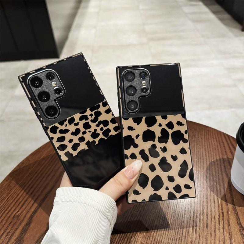 For Samsung S25Ultra S25 S24 S23 S22 S21 Phone Case, Luxury Glitter Mirror Leopard Pattern Plating Acrylic, Camera Protection Hard Full Cover