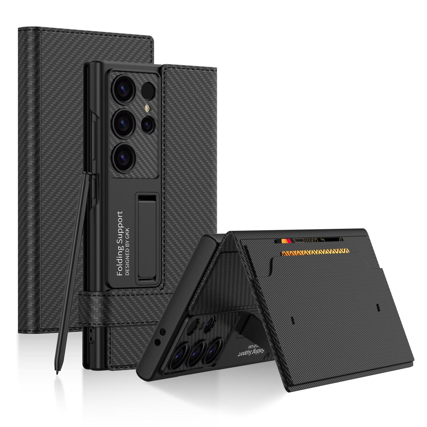 For Samsung S25Ultra S24Ultra S23Ultra Case, Men Boy Business Leather Full Cover Hard Card Holder Wallet Phone Case with Slim Stand, Luxury Elegant Case Camera Protection Shockproof Cover