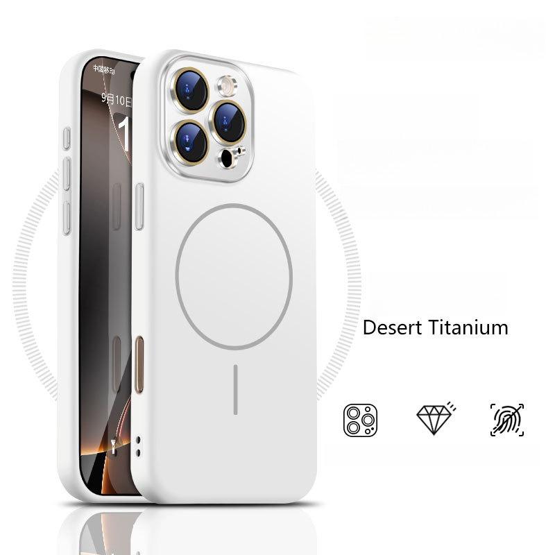 Liquid Silicone Fine Ring Strong Magnetic Precision Crystal Len Protector Fingerprint-proof Phone Case For iPhone 16ProMax 15 14 13 12 11, Soft Skin Feel Shockproof Soft Full Cover
