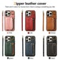 For iPhone 16ProMax 16 15 14 13 12 Leather Phone Case with Double Folding Wallet Wristband, Anti-Fall Card Bag Kickstand Shockproof Business Hard Full Cover