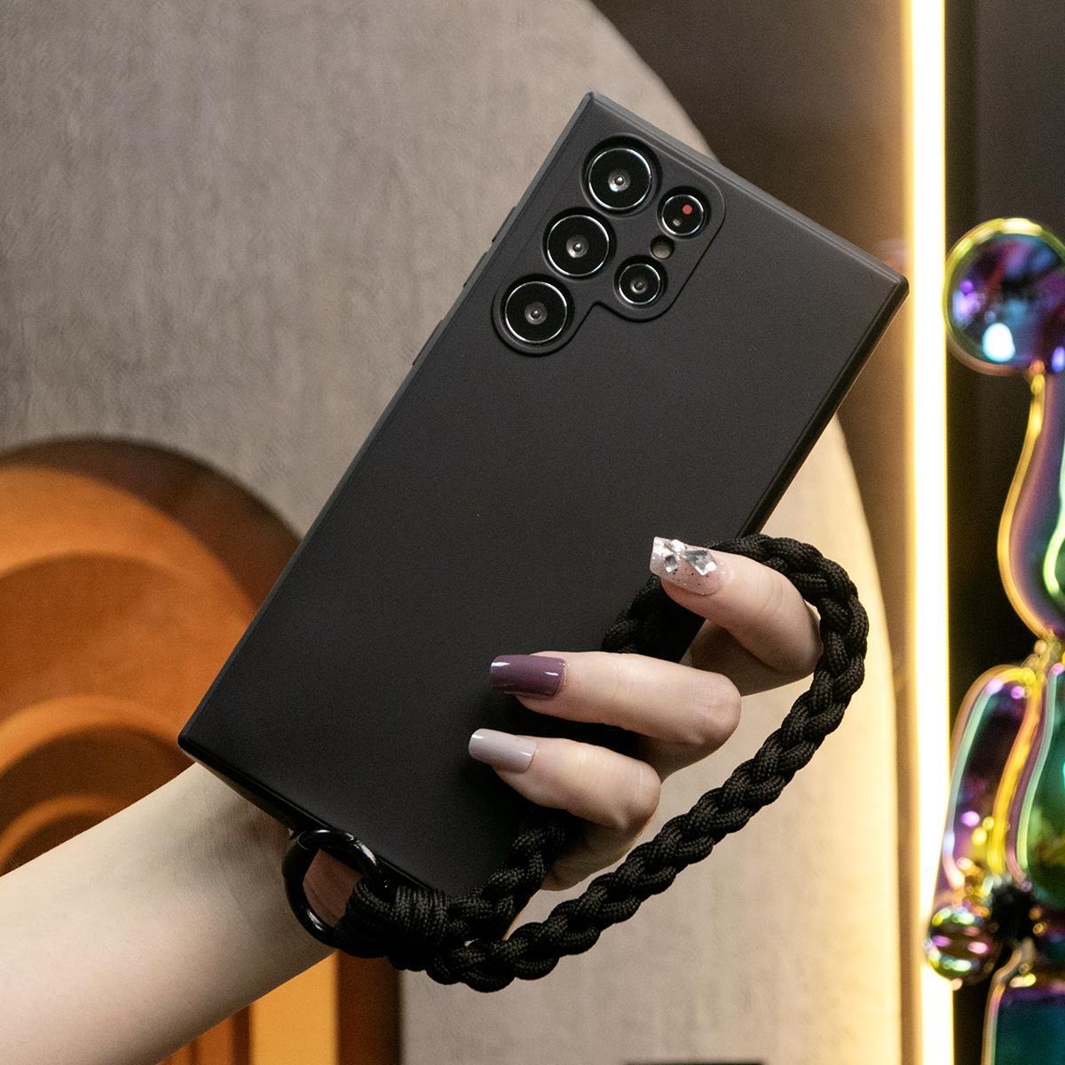 Silicone Matte Phone Case with Braided Rope Bracelet for Samsung A14 A15 A16 A24 A25 A35 A36 A53 A54 A55 Note20