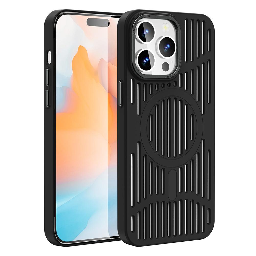 For iPhone 16ProMax 16 15 14 13 12 Plus Pro Max Phone Case, Hollow Out Matte Cooling Magnetic PC Ultra Light, Heat Dissipation Metal Lens Protection Soft Full Cover