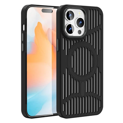 For iPhone 16ProMax 16 15 14 13 12 Plus Pro Max Phone Case, Hollow Out Matte Cooling Magnetic PC Ultra Light, Heat Dissipation Metal Lens Protection Soft Full Cover