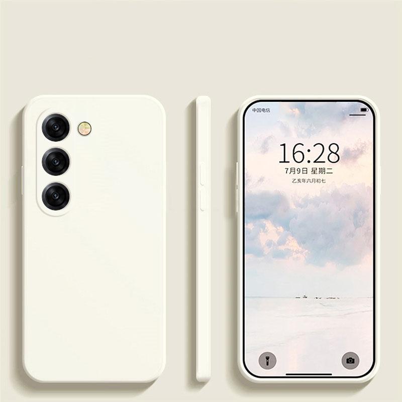Square Liquid Silicone Matte Shockproof Phone Case For Samsung S25 S24 S23 Camera Protect Soft Cover