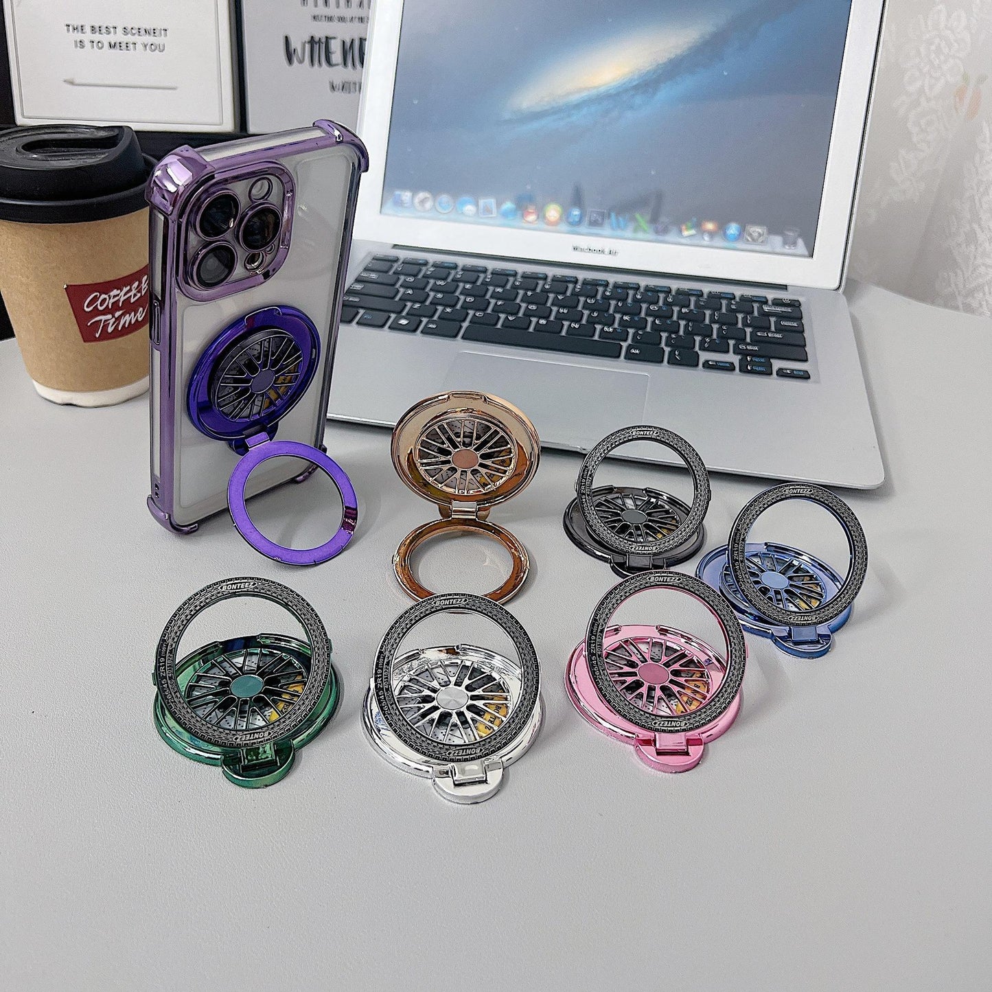 Luxury Multi-color Spinning Magnetic 360 Degree Rotation Kickstand for iPhone Smart Phone Back Rotating Sticker Socket Bracket For Magsafe Phone Accessories