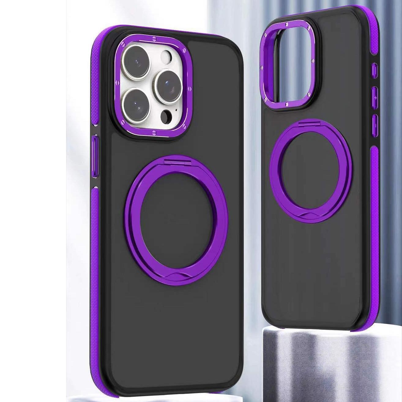 For Samsung S25 S25+ S25Ultra S24 S23 Strong Magnetic Phone Case, Metal 360 Degree Rotation Kickstand Protection, Elegant Matte Case Support Wireless Charging Shockproof Bumper Hard Full Cover