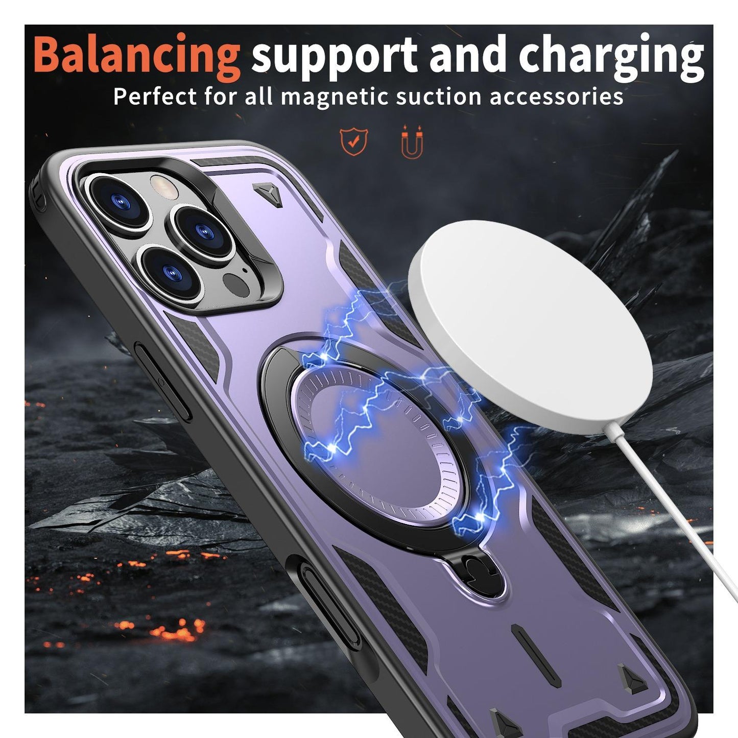 Anti-Dust Matte Anti-Fall Heavy Duty Protection Shockproof Strong Magnetic Phone Case With Rotating Metal Kickstand for iPhone 16ProMax 16 15 14 13 12 11 XR Bumper Hard Full Cover