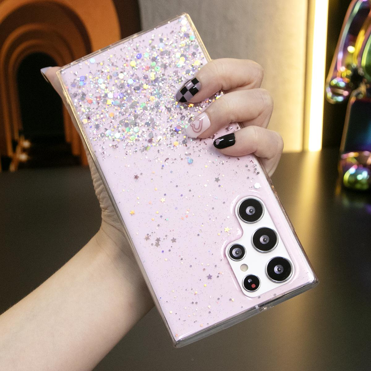 Glitter Star Sequin Slim Basic Phone Case For iPhone 16 15 14 13 12 11 XR XSMax X/XS Clear Soft TPU Back Cover