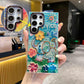 For Samsung S25 S24 S23 S22 Phone Case with Diamond Lens Protectors, Luxury Castle Panda Leopard Rainbow Butterfly Elephant Girl Oil Painting Metal Camera Frame Anti-drop Hard Shockproof Full Cover