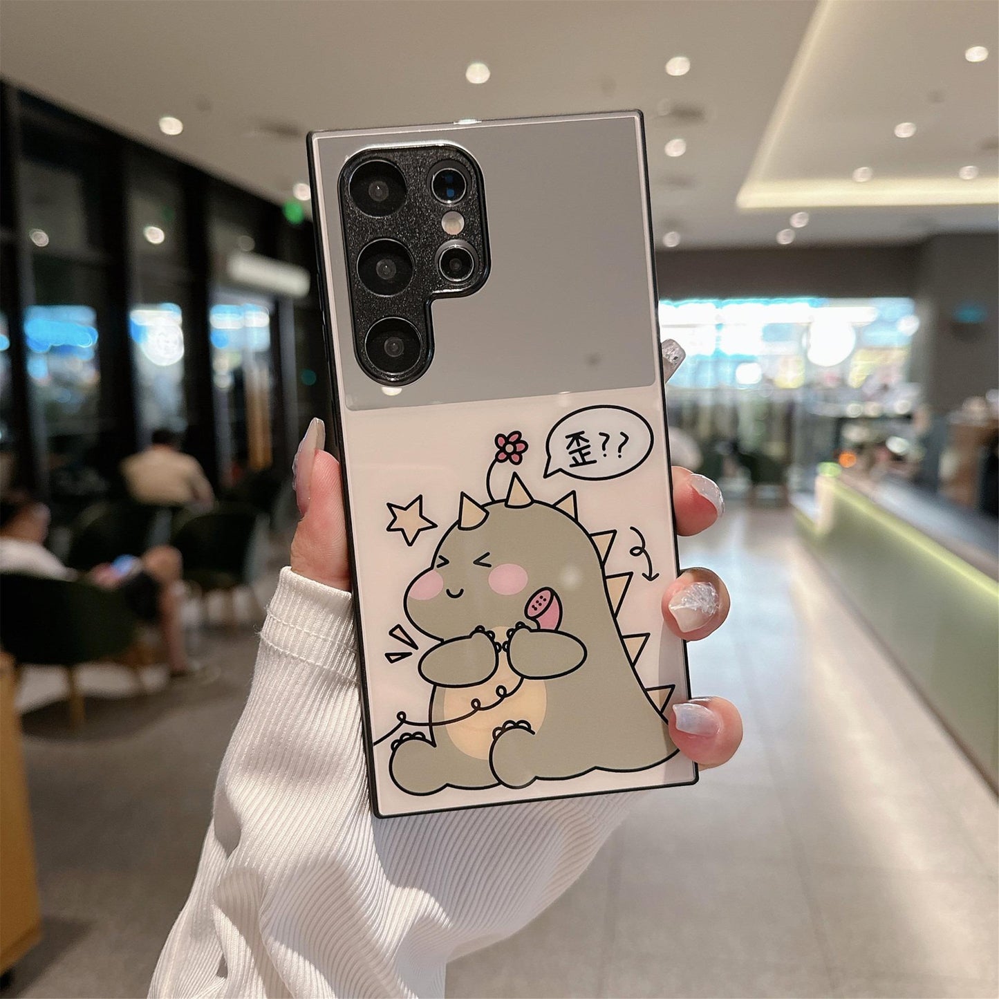 For Samsung S25Ultra S25 S24 S23 S22 S21 Phone Case, Luxury Glitter Rabbit Dinosaur Cat Mirror Cartoon Plating Acrylic, Camera Protection Hard Full Cover