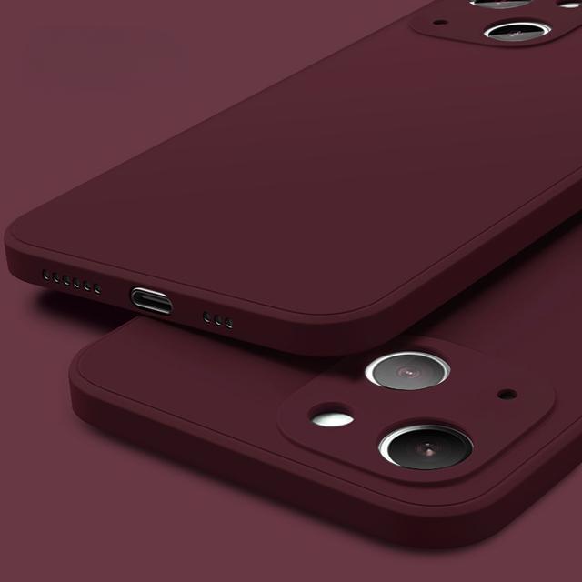 Für iPhone 16 15 14 Pro Max Handyhülle, Schlanke, matte, dünne, luxuriöse, quadratische, weiche, flüssige Silikon-Schutzhülle mit stoßfester Rückseite mit Mikrofaser-Innenfutter
