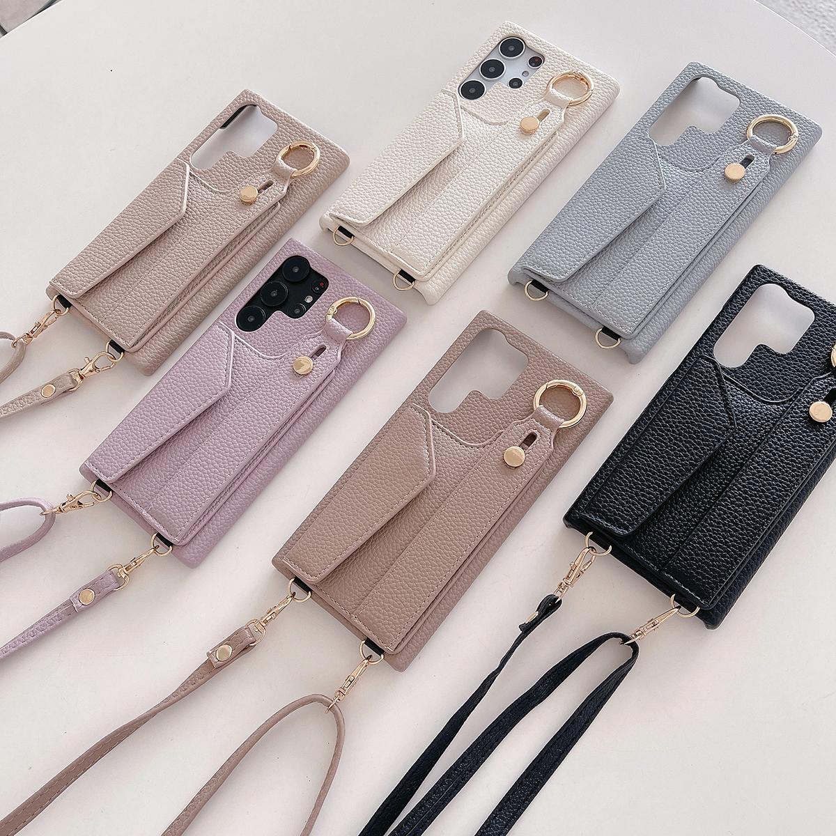 Wrist Strap Crossbody Leather Wallet Case For Samsung Galaxy S25 S25Plus S25Ultra S24 S24FE S24Plus S24Ultra Card Holder Lanyard Cover