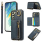 For Samsung S25Ultra S24 S23 S22 A16 A15 A35 A55 Leather Phone Case with Double Folding Wallet Wristband, Anti-Fall Card Bag Kickstand Shockproof Business Hard Full Cover
