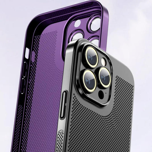 Ultra Slim Plating PC with Len Protector Cooling Phone Case For iPhone 16ProMax 15 14 13 12 Shockproof Hard Full Cover