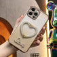 Glitter Transparent Gradient Diamond Love Heart Holder Plating Phone Case For iPhone 16 15 14 13 12 Pro Max Clear Soft TPU Back Cover