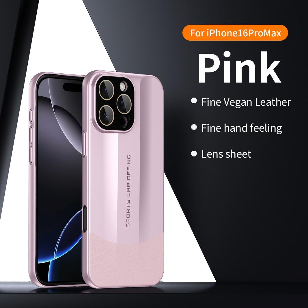 Premium PC Leather Two-tone Len Protector Shockproof Phone Case For iPhone 16ProMax 15 14 13 12 Hard Full Cover