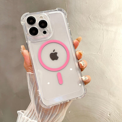 Acrylic Transparent Magnetic High Protection Four Corner Shockproof Phone Case For iPhone 16ProMax 15 14 13 12 Not Yellowing Clear Hard Full Cover