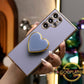 Plating Love Heart Pop Stand Phone Case For Samsung S25 S24 S23 S22 S21 Note20