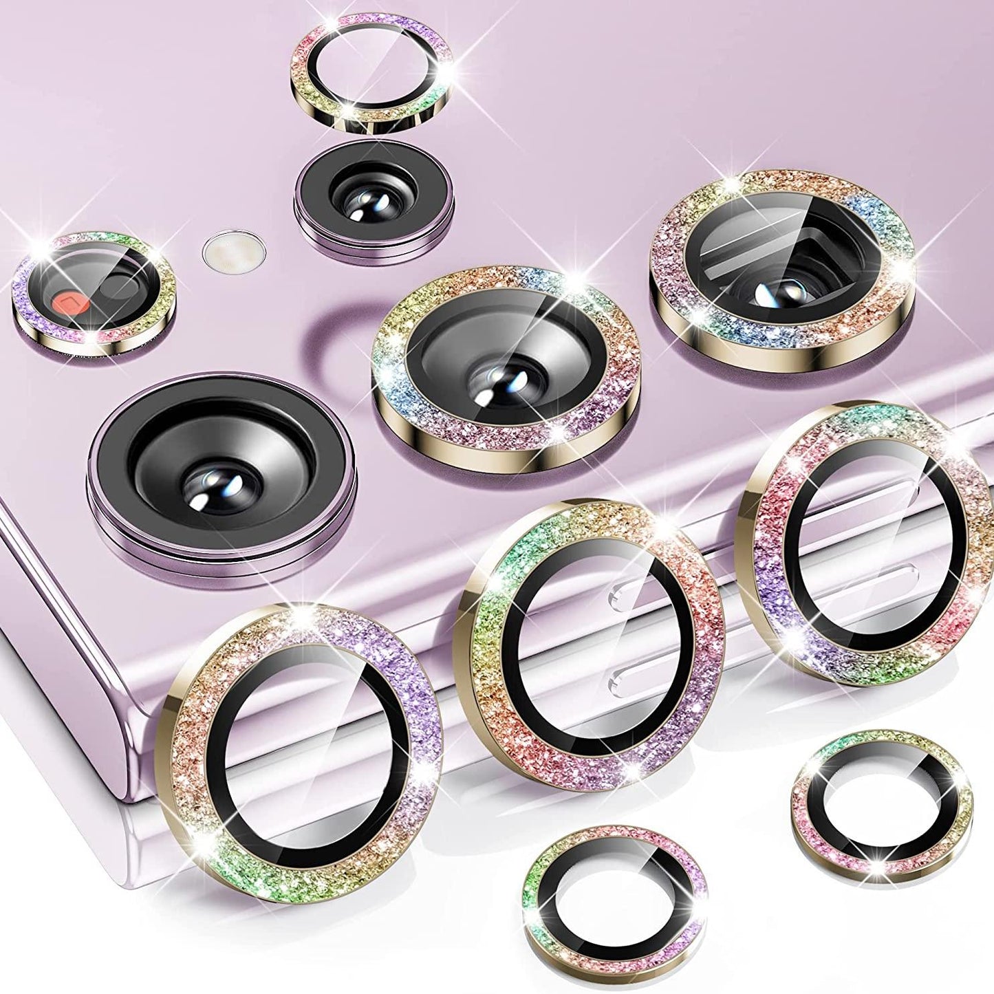 Glitter Camera Lens Protector Case 9H Tempered Glass Films Military-Grade Protection For Samsung S25 S25Plus S25Ultra S24Ultra S24 S24Plus S24FE