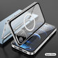 Double Sided HD Glass Matte Back Cover Aluminium Alloy For Magsafe Full Cover 360 Magnetic Ring High Definition Metal Case For iPhone 16ProMax 16 15 14 13 12 Pro Max Glass Full Cover