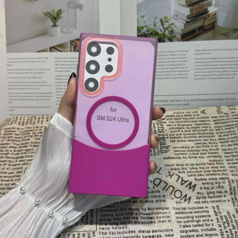 Matte Clear Fission Magnetic Two-tone Slim PC Phone Case For Samsung S25Ultra S25 S24 S23 S22 Transparent Skin Feel Bumper Shockproof Hard Full Cover