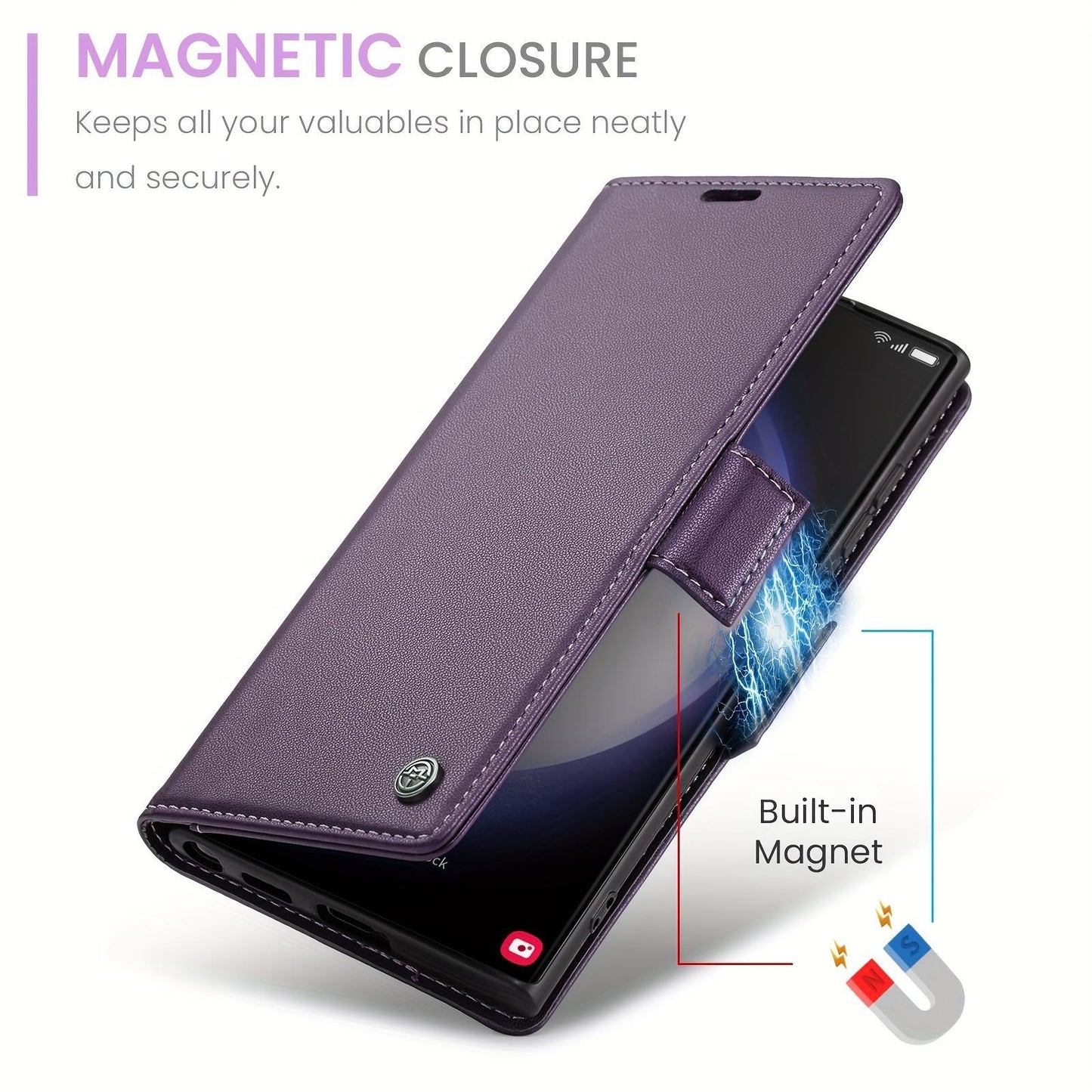 For iPhone 16 15 14 13 12 11 XR XSMax X/XS Phone Case With Card Bag, Wallet Case For Women Men With RFID Blocking, Durable Faux Leather Kickstand Magnetic Clasp Shockproof Phone Case