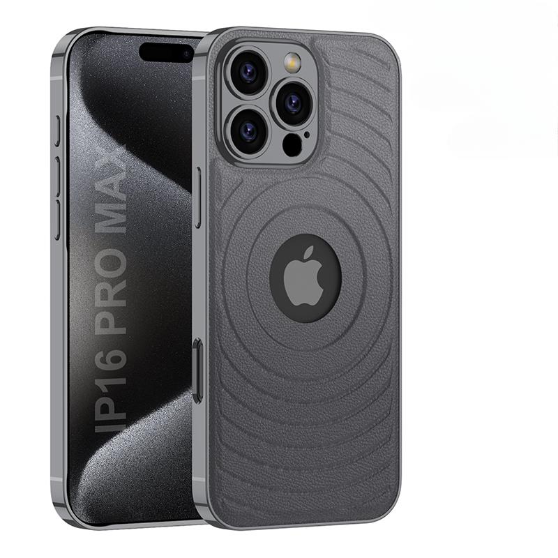 For iPhone 16 Electroplated Magnetic Phone Case for iPhone 16 Plus 16 Pro Max Leather Leakage Hole Shockproof Protective Cover