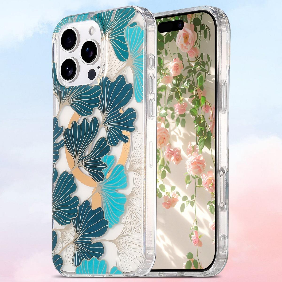 Luxury Spring Transparent Strong Magnetic PC Acrylic Shockproof Phone Case For iPhone 16ProMax 15 14 13 Clear Anti-Drop Hard Full Cover