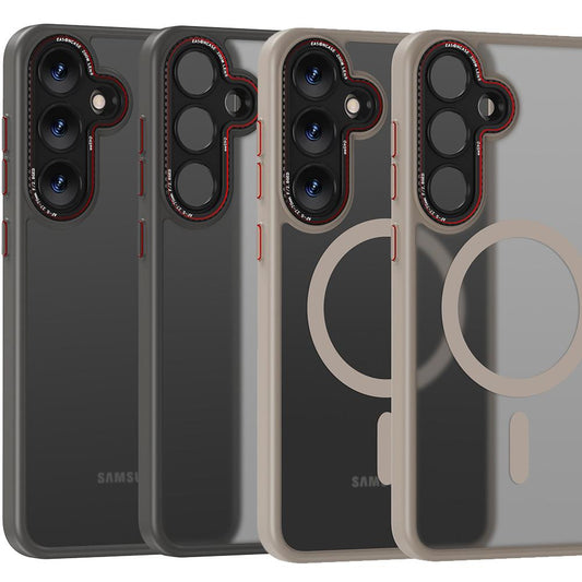 Premium Matte Metal Len Hardware Magnetic/Non Magnetic Phone Case, Camera Lens Protection PC Hard Cover, With Shockproof Anti-Fall Bumper For Samsung S25Ultra S25+ S25 Full Cover