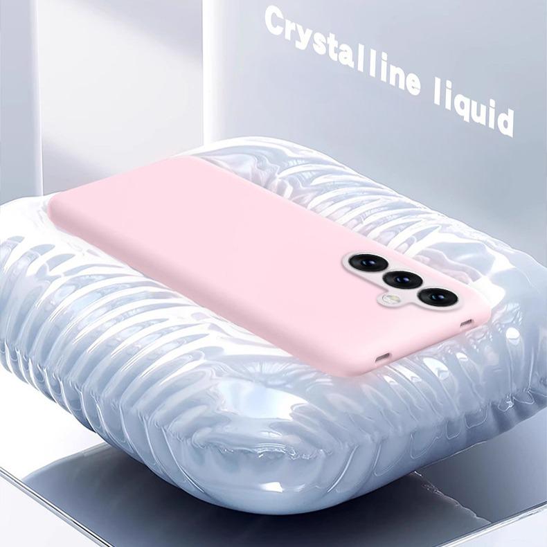 Luxury Lovely Liquid Silicone Jelly style Precision Len Protection Phone Case For Samsung S25Ultra S24FE S25 S24 S23, Soft Skin Feel Silicone Shockproof Soft Cover With Microfiber Lining