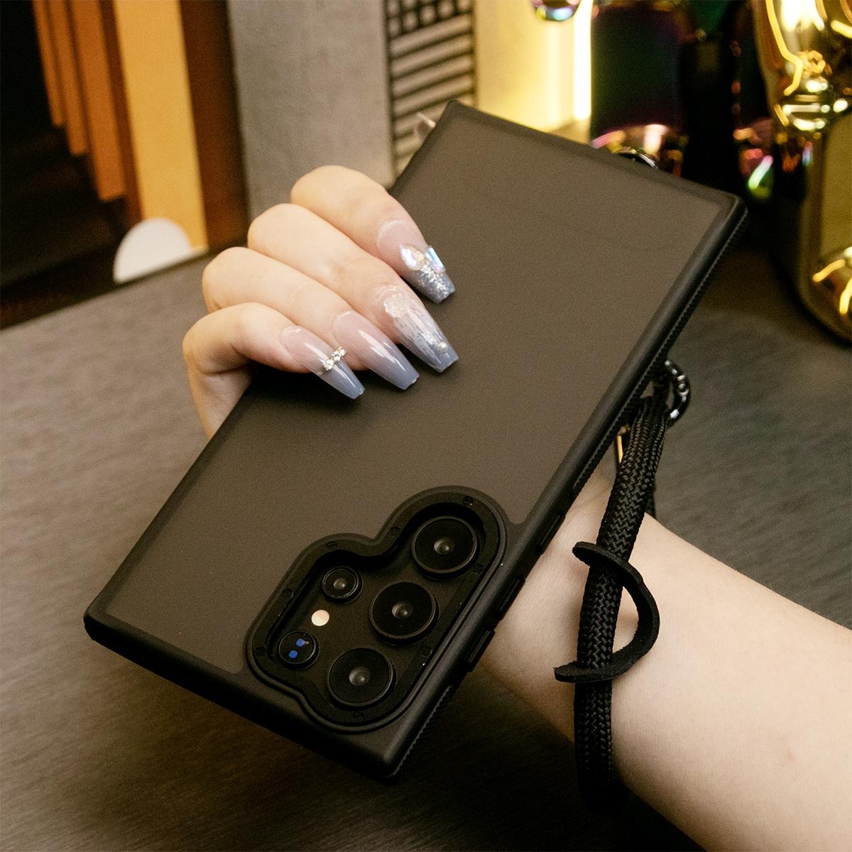 For Samsung S25Ultra S24 S23FE A15 A14 A25 A24 A34 A35 A54 A55 Phone Case, Metal Camera Protection, With Multifunctional Wristband, Elegant Matte Camera Frame Shockproof Bumper Hard Full Cover