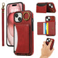 For iPhone 16ProMax 16 15 14 13 12 Leather Phone Case with Double Folding Wallet Wristband, Anti-Fall Card Slot Kickstand Shockproof Business Hard Full Cover