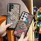Luxury Glitter Retro Flower Pattern Cover For Samsung S25 S24 S21 S22 S23Ultra Fashion Geometric Square Case For Samsung A74 A73 A72 A71 A55 A54 A53 A52 A35 A34 A24 A25 A14 A15