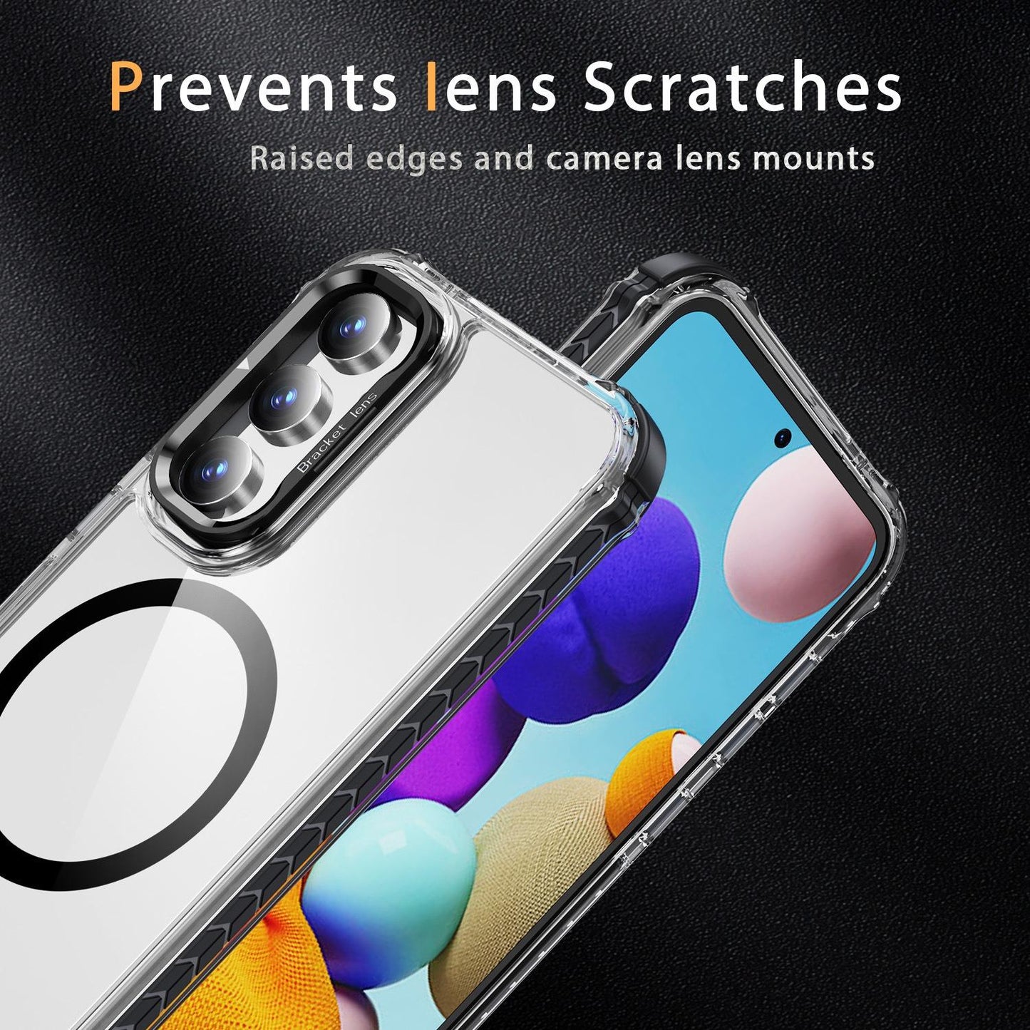 HD Transparent Anti-Dust Four Corner Anti-Fall Bumper Shockproof Strong Magnetic Phone Case With Metal Camera Kickstand for Samsung S25Ultra S24 S23FE S23 A14 A15 A25 A35 A54 A55