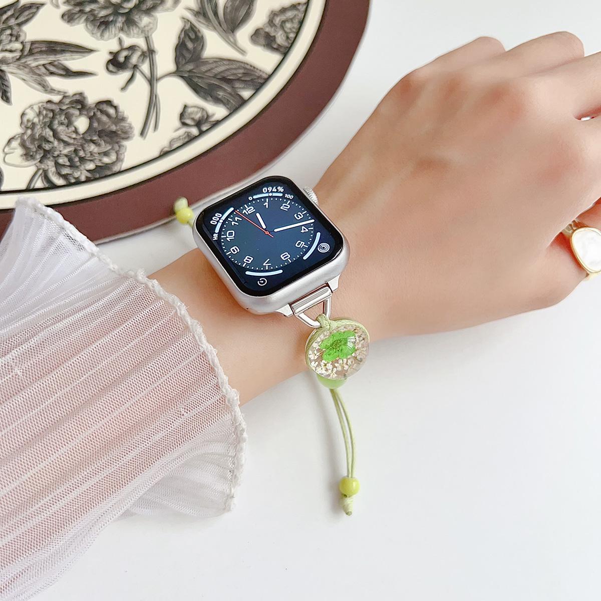Crystal Flower Chain Metal Strap for Apple Watch 44mm Band 45 42 38 41 Ultra 49mm Link Bracelet for IWatch Series 9 8 7 6 SE 5 4