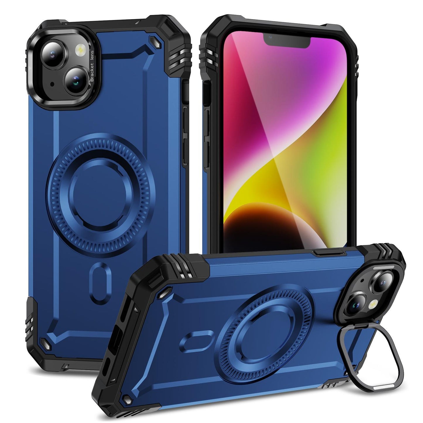 Anti-Dust Four Corner Anti-Fall Heavy Duty Protection Shockproof Strong Magnetic Phone Case With Camera Kickstand for iPhone 16ProMax 16 15 14 13 12 11 XR Hard Full Cover