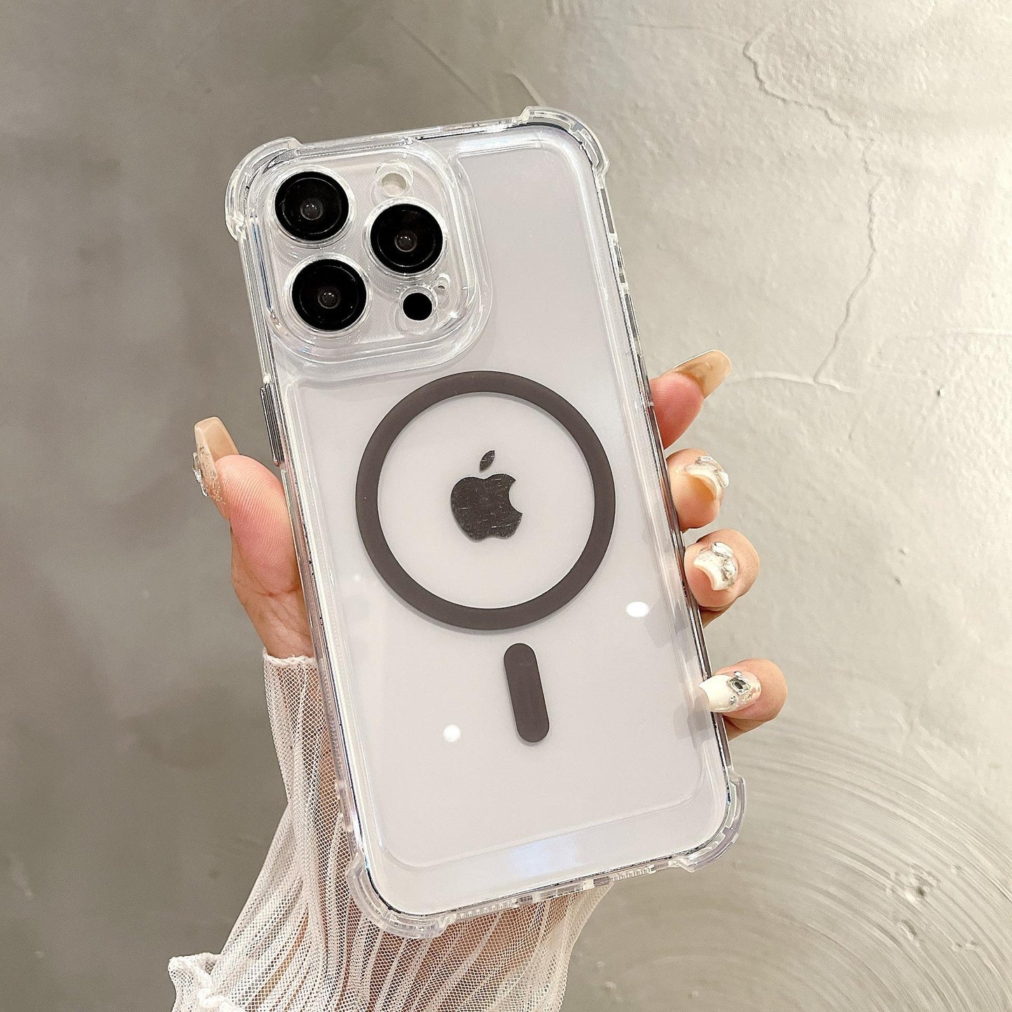 Acrylic Transparent Magnetic High Protection Four Corner Shockproof Phone Case For iPhone 16ProMax 15 14 13 12 Not Yellowing Clear Hard Full Cover
