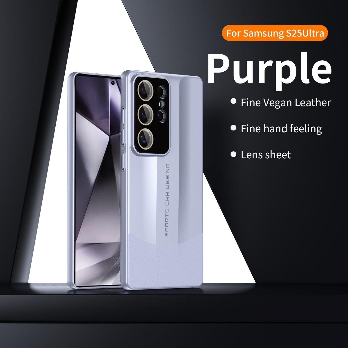 Premium PC Leather Two-tone Len Protector Shockproof Phone Case For Samsung S25Ultra S25 S24 S23 Hard Full Cover