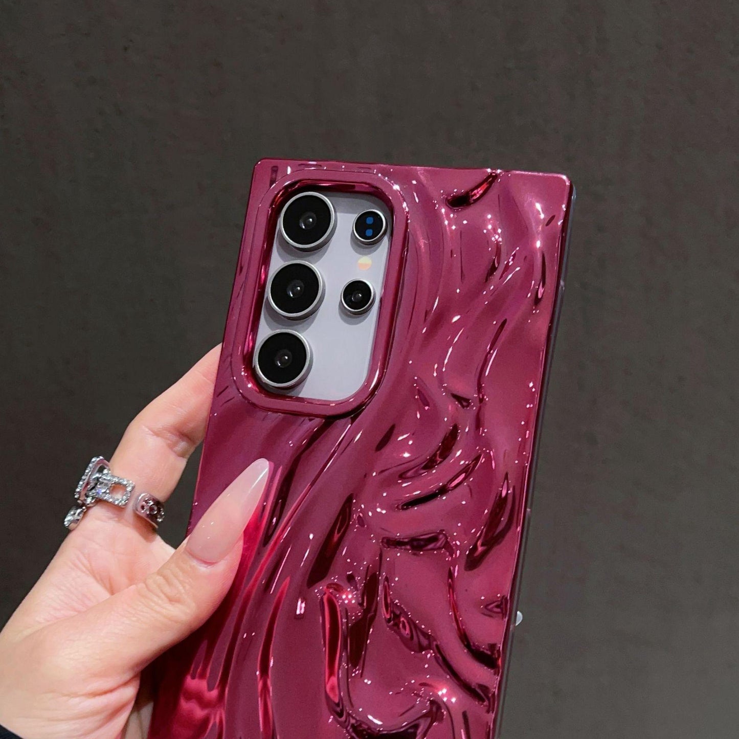 For Samsung S25Ultra S25 S24 A56 A55 A54 A36 A35 A26 A25 A16 A15, Luxury Fancy Shape Cool Wrinkled Tin Foil Pattern Plating Hollow Heat Dissipation Case Cooling Soft Back Cover